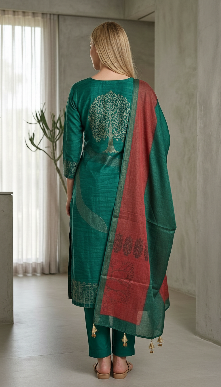 Elegant Muslin Silk With Juqeard Work Unstitched Stylish Suit - 5321 D / HC001445 view 5