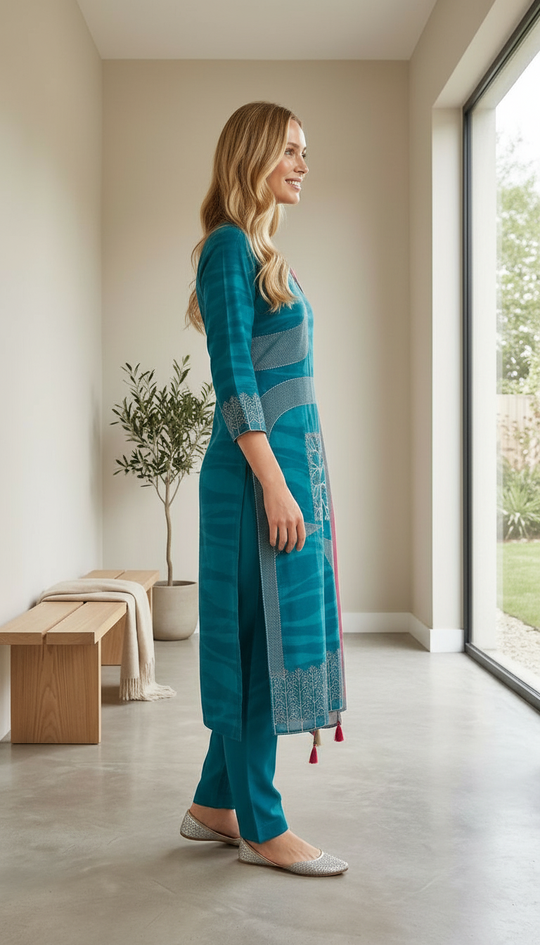 Elegant Muslin Silk Juqeard Work Design Unstitched Suit - 5321 A / HC001445 view 3