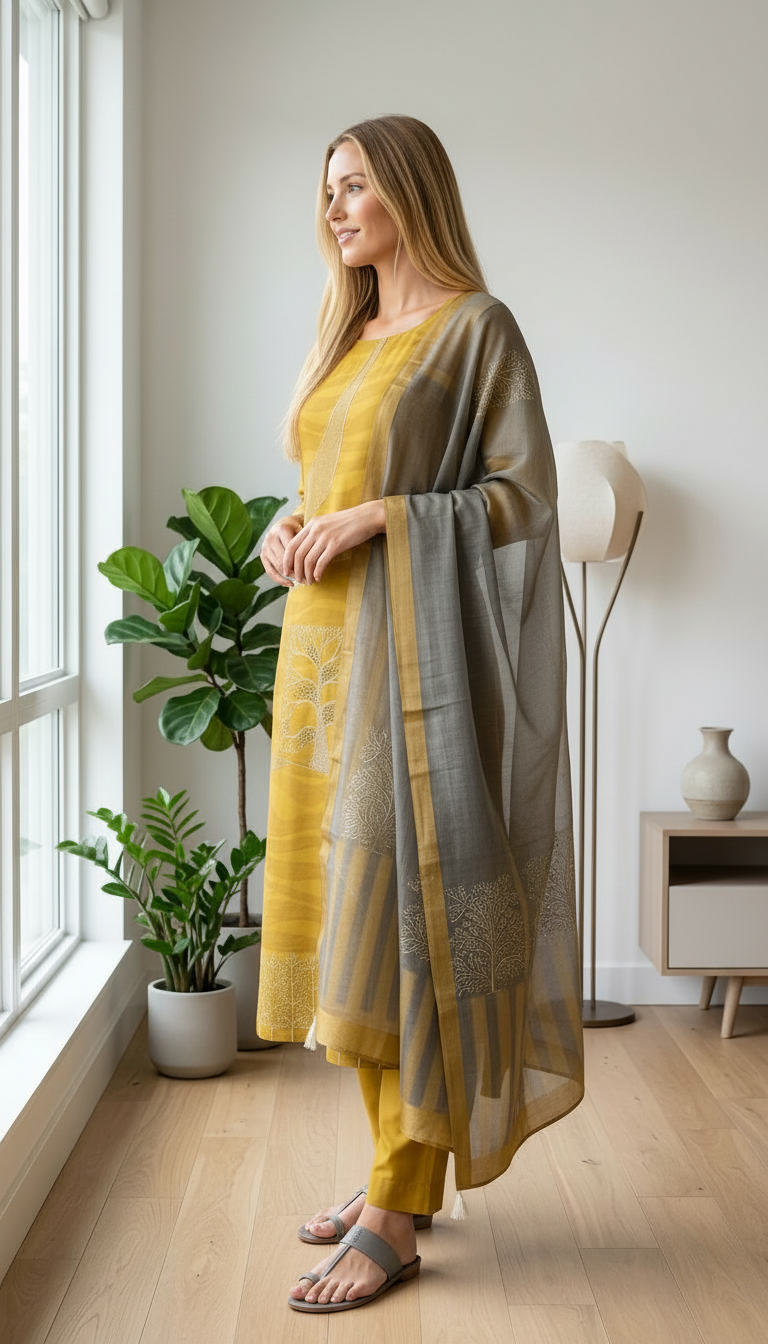 Elegant Muslin Silk Juqeard Work Design Unstitched Suit - 5321 B / HC001445 view 2