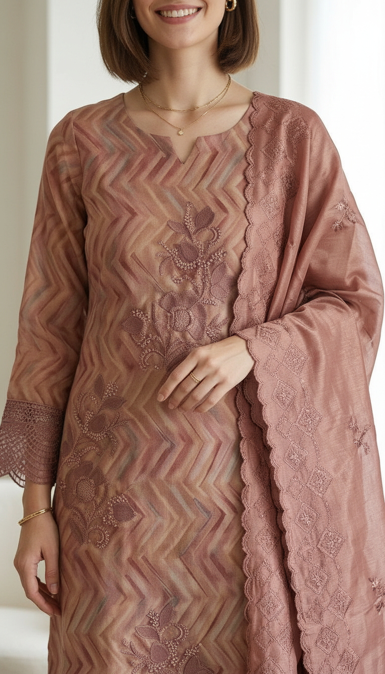 Stylish Shimmer Silk Wirh Embroidery Work Unstitched Suit - SAS 23 C / HC001755 view 6