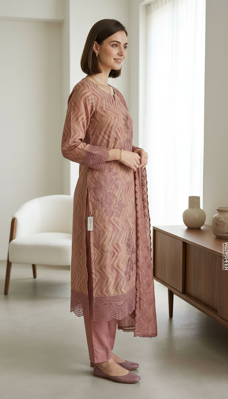 Stylish Shimmer Silk Wirh Embroidery Work Unstitched Suit - SAS 23 C / HC001755 view 4
