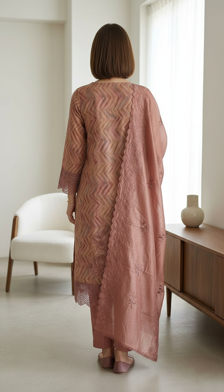 Stylish Shimmer Silk Wirh Embroidery Work Unstitched Suit - SAS 23 C / HC001755 view 5