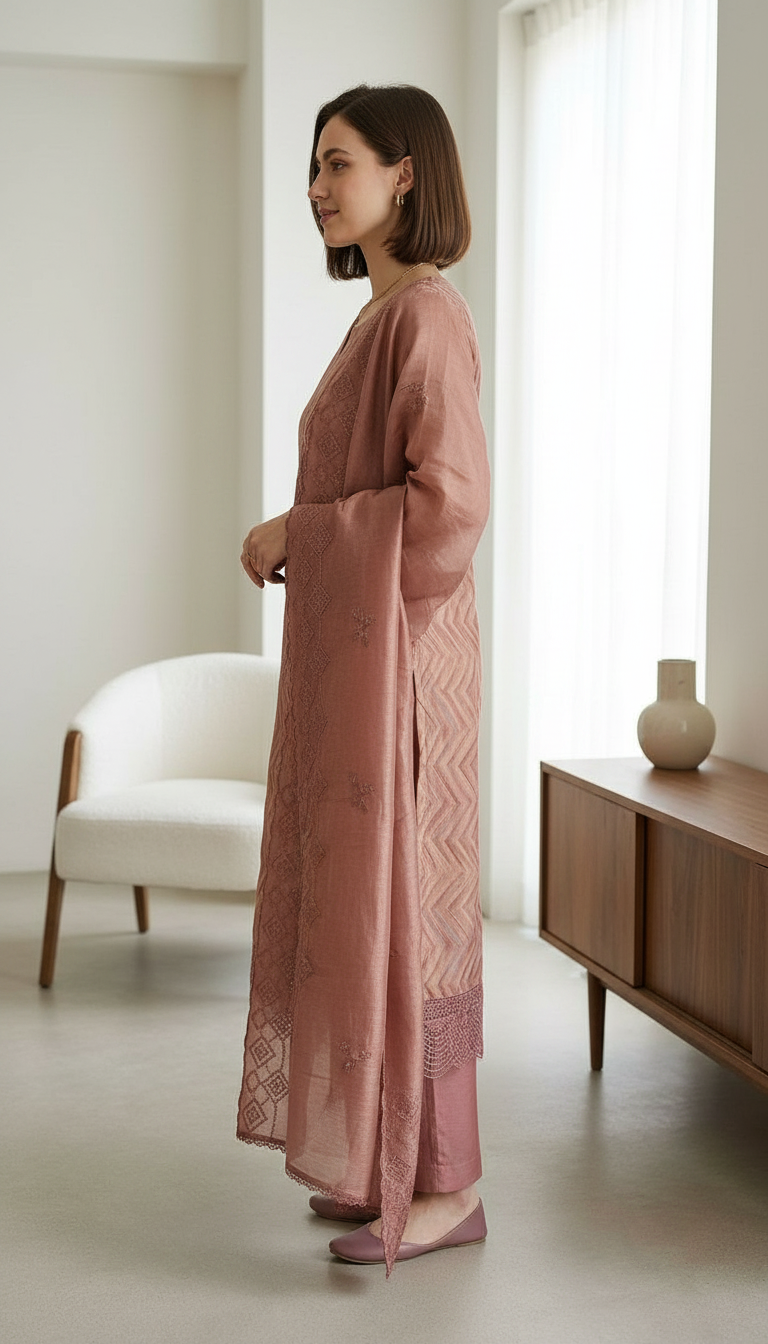 Stylish Shimmer Silk Wirh Embroidery Work Unstitched Suit - SAS 23 C / HC001755 view 2