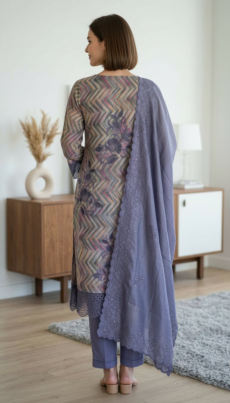Stylish Shimmer Silk Wirh Embroidery Work Unstitched Suit - SAS 23 B / HC001755 view 5
