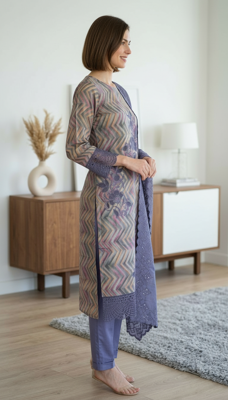 Stylish Shimmer Silk Wirh Embroidery Work Unstitched Suit - SAS 23 B / HC001755 view 4