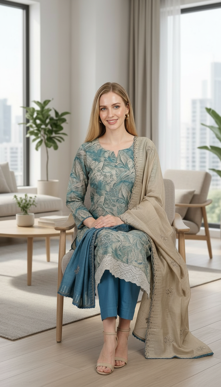 Stylish Shimmer Silk Wirh Embroidery Work Unstitched Suit - SAS 23 F / HC001755 view 5