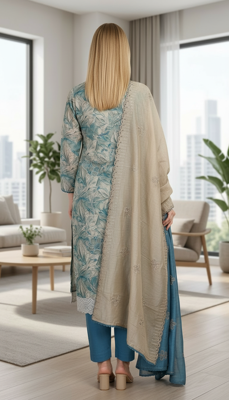 Stylish Shimmer Silk Wirh Embroidery Work Unstitched Suit - SAS 23 F / HC001755 view 3