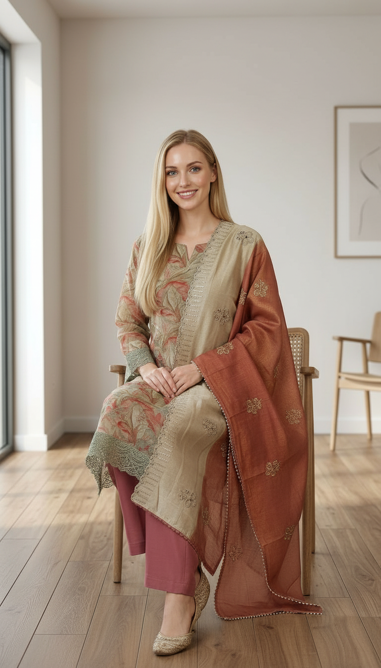 Stylish Shimmer Silk Wirh Embroidery Work Unstitched Suit - SAS 23 D / HC001755 view 6