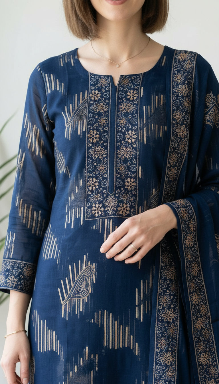 Fancy Embroidered Organza Juqeard Work Unstitched Suit -  1596 A / HC00940 view 4
