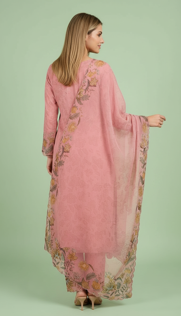 Embroidered Stylish Printed Unstitched Suit - Pink 27 / HC001759 view 5