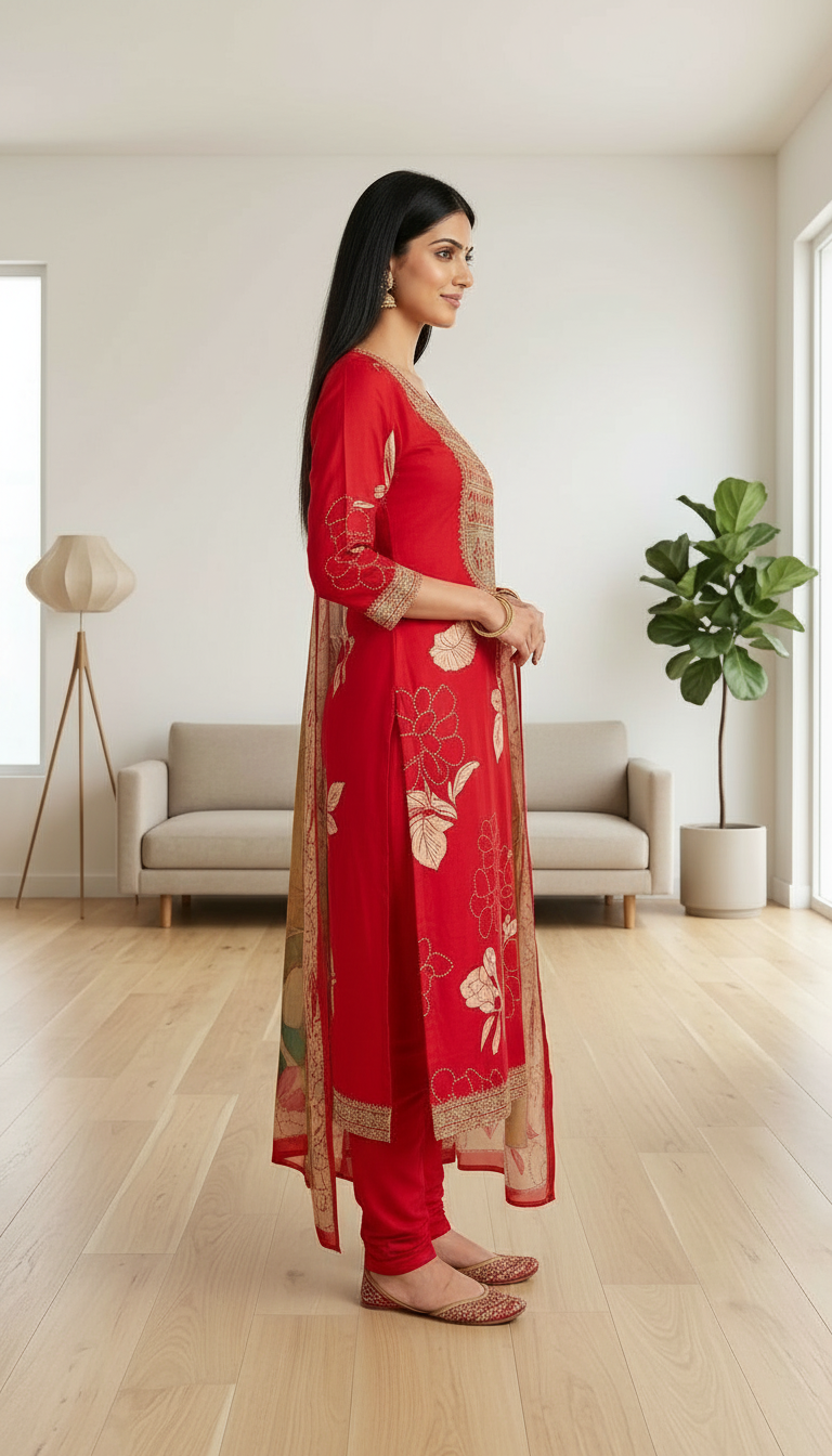 Stylish Embroidered Crape Digital Print Unstitched Suit - 10605 / HC001537 view 3