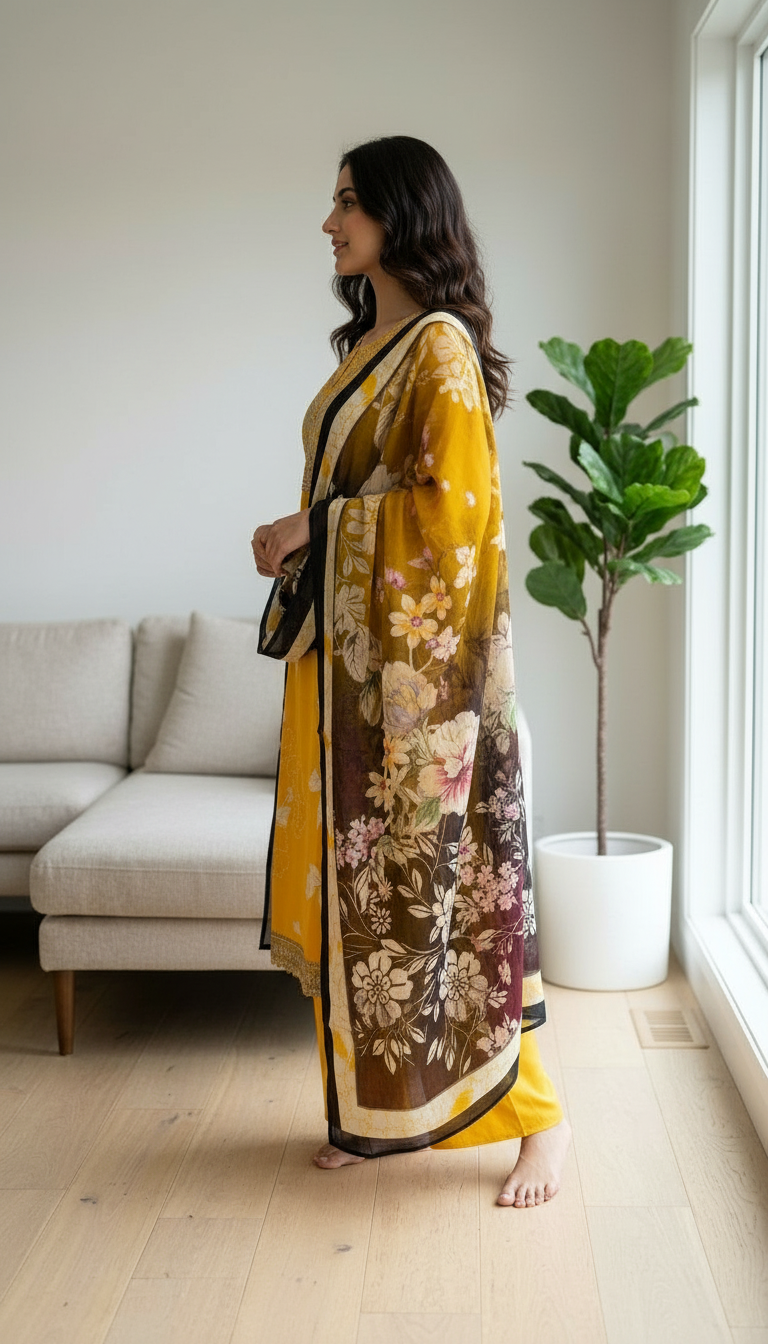 Stylish Embroidered Crape Digital Print Unstitched Suit - 10603 / HC001537 view 2