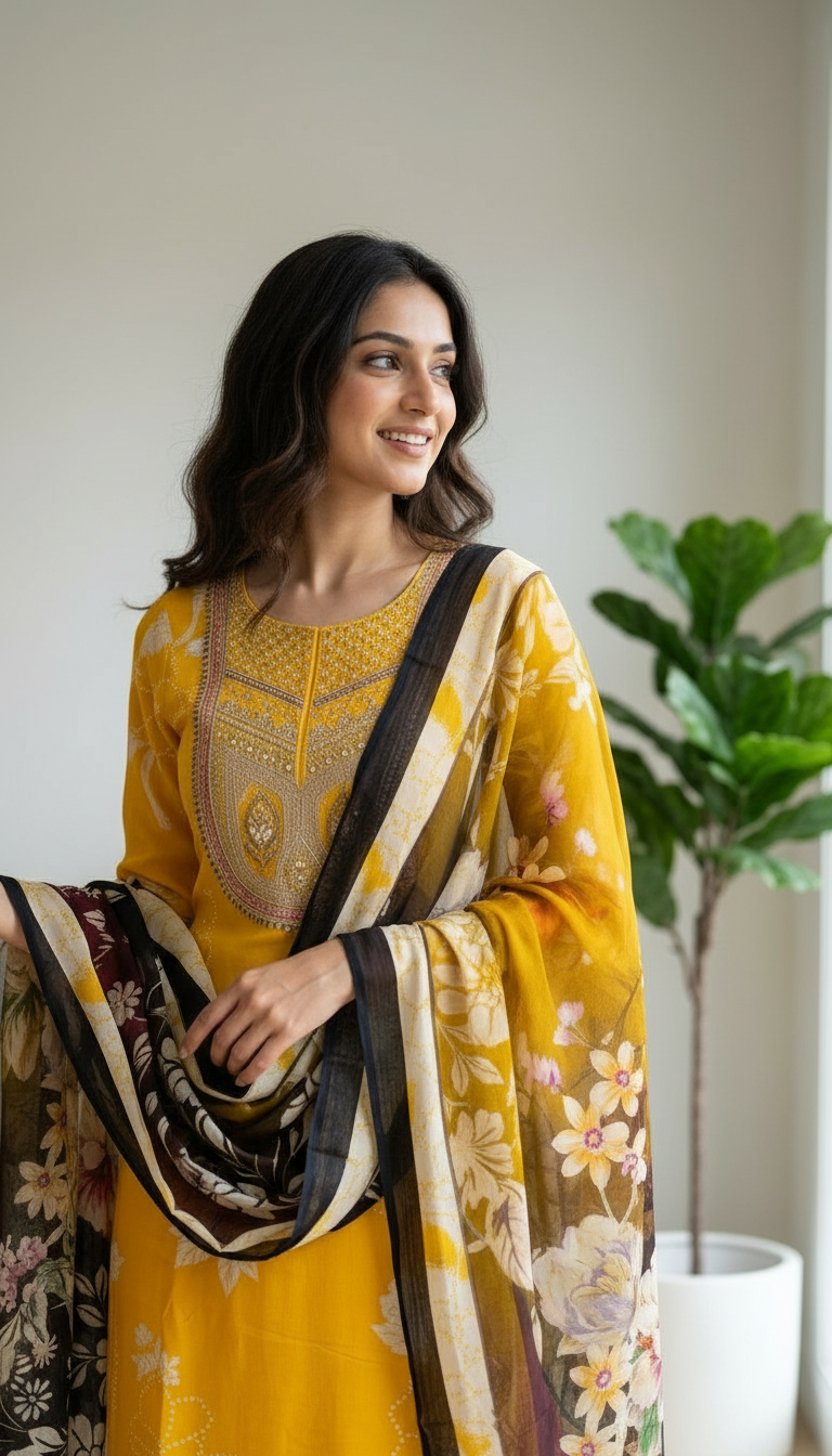 Stylish Embroidered Crape Digital Print Unstitched Suit - 10603 / HC001537 view 7