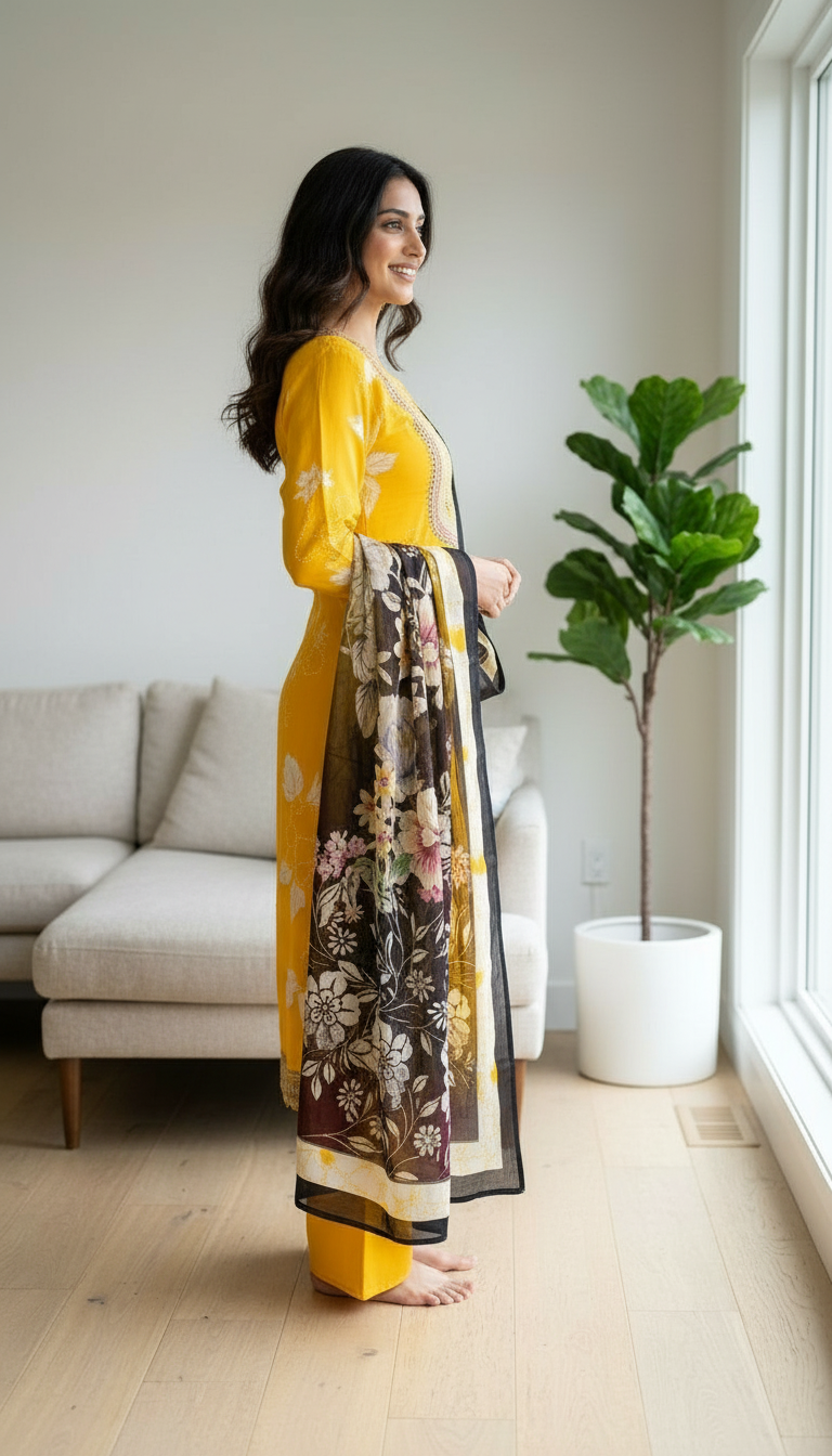 Stylish Embroidered Crape Digital Print Unstitched Suit - 10603 / HC001537 view 4