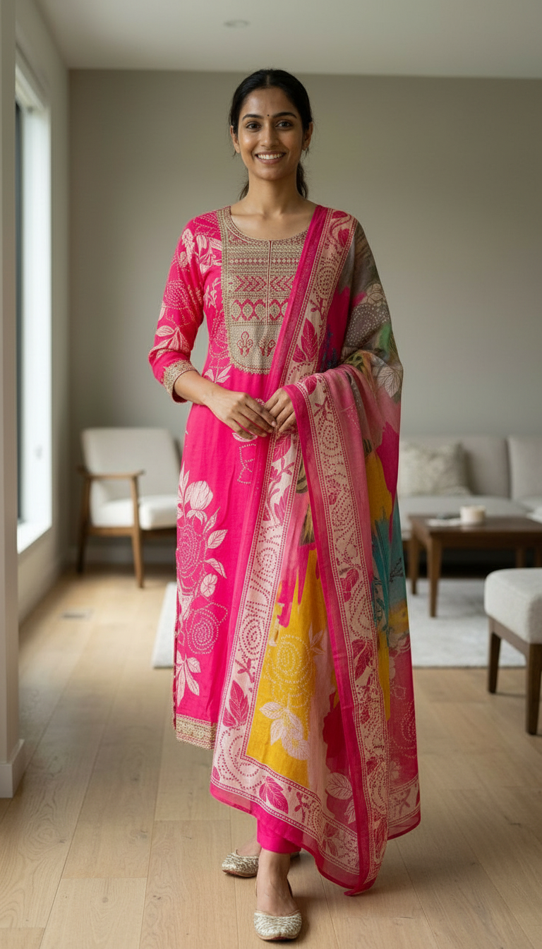 Stylish Embroidered Crape Digital Print Unstitched Suit - 10601- / HC001537 view 3