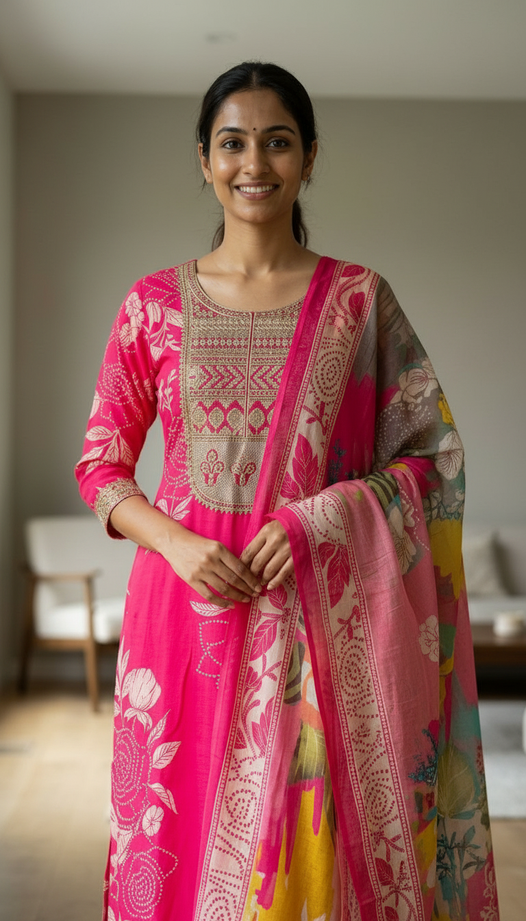 Stylish Embroidered Crape Digital Print Unstitched Suit - 10601- / HC001537 view 6