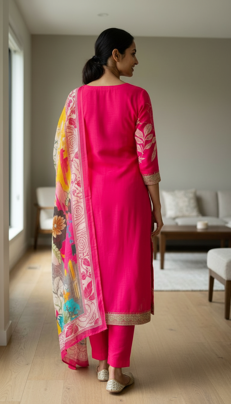 Stylish Embroidered Crape Digital Print Unstitched Suit - 10601- / HC001537 view 5