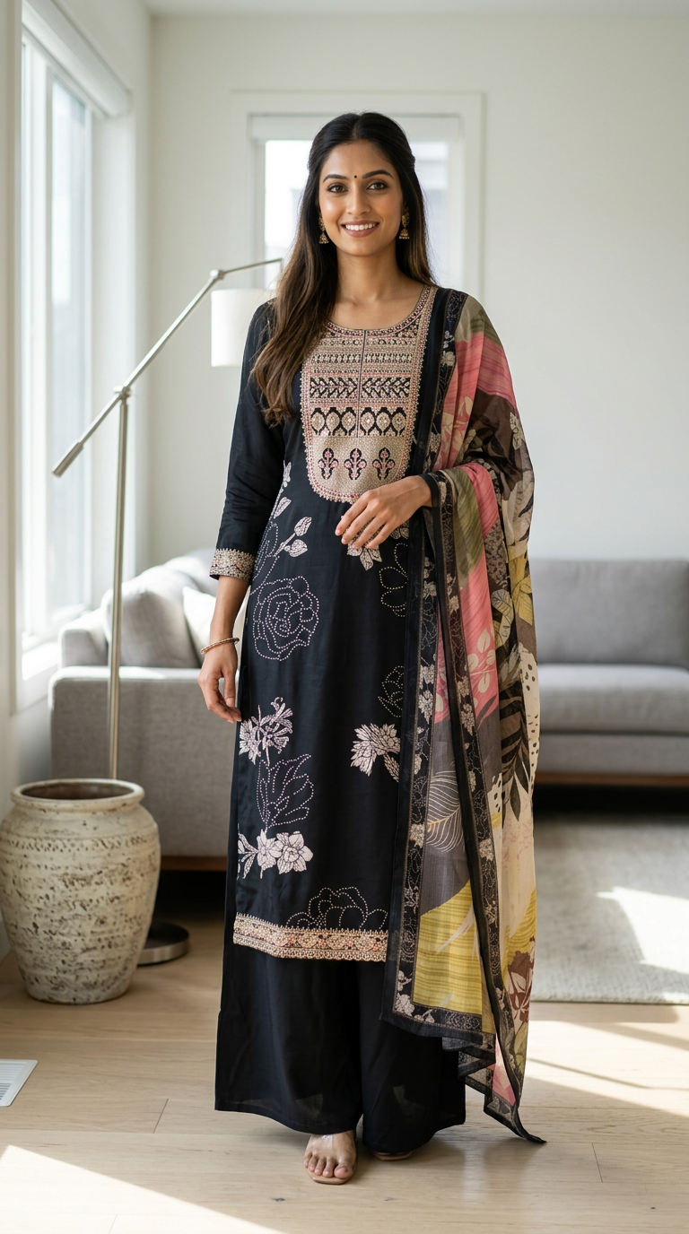 Stylish Embroidered Crape Digital Print Unstitched Suit - 10602 / HC001537 view 8