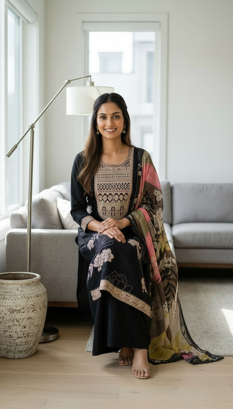 Stylish Embroidered Crape Digital Print Unstitched Suit - 10602 / HC001537 view 6