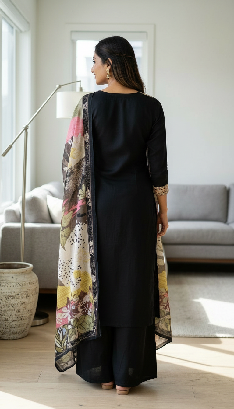 Stylish Embroidered Crape Digital Print Unstitched Suit - 10602 / HC001537 view 4