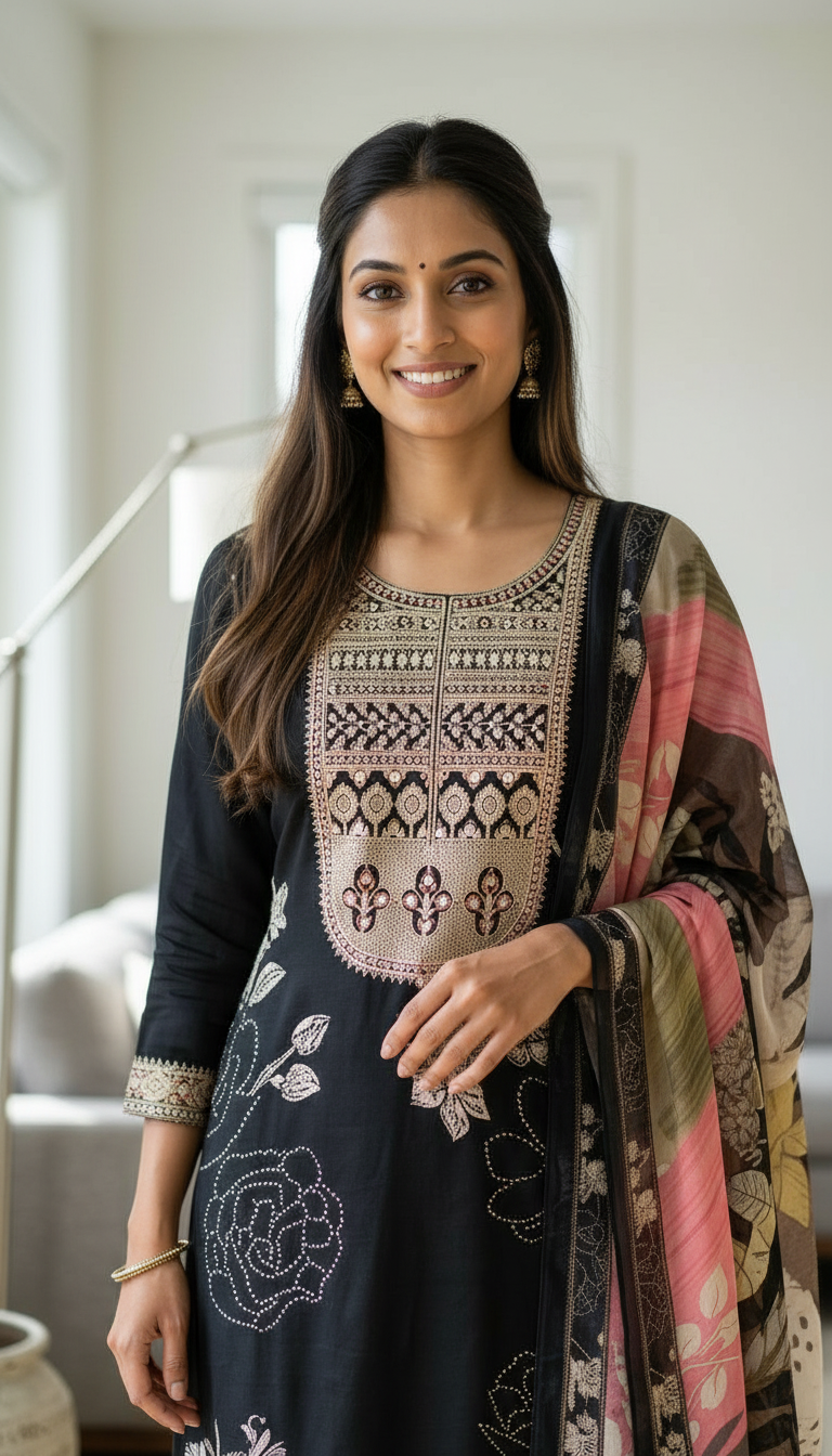 Stylish Embroidered Crape Digital Print Unstitched Suit - 10602 / HC001537 view 5