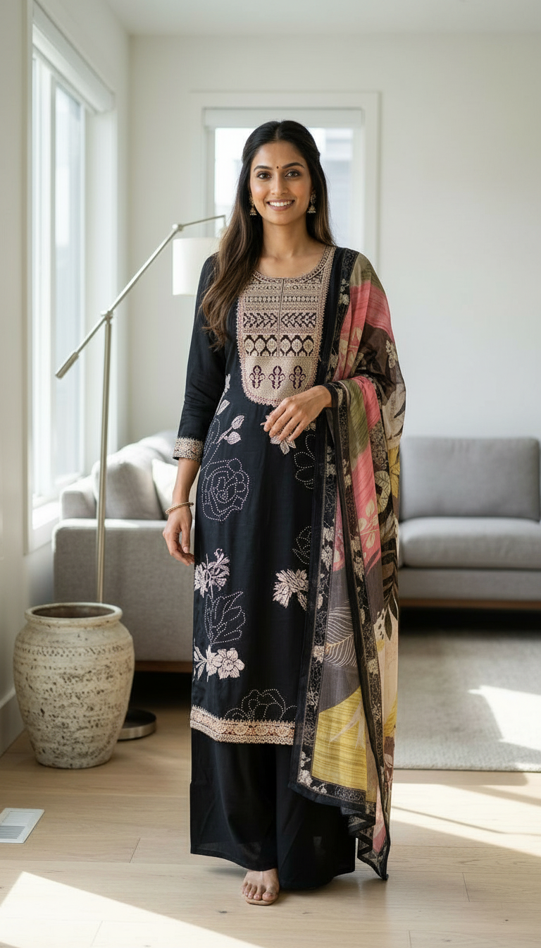 Stylish Embroidered Crape Digital Print Unstitched Suit - 10602 / HC001537 view 7