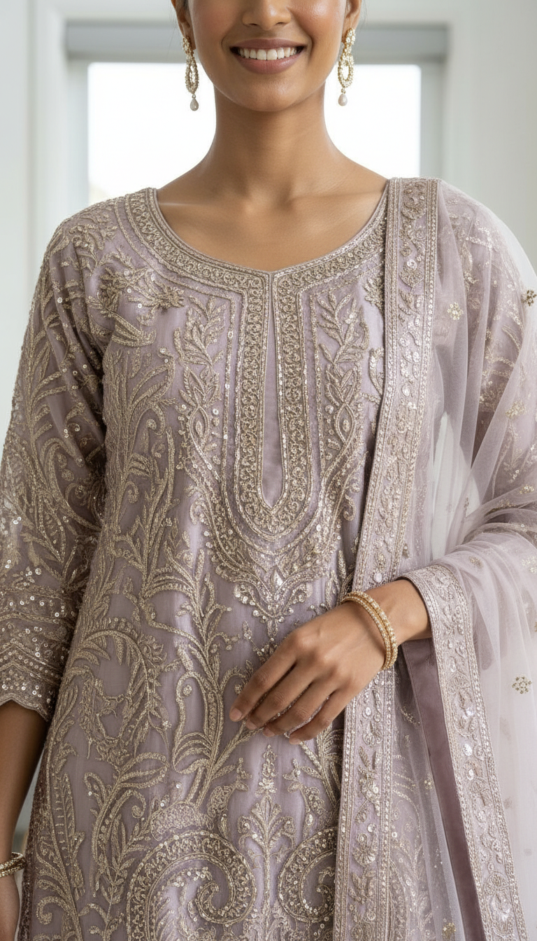 Heavy Embroidered Net Work Party Wear Stitched Flapper Suit Set - 7590 B PInk L / HC002430 view 5