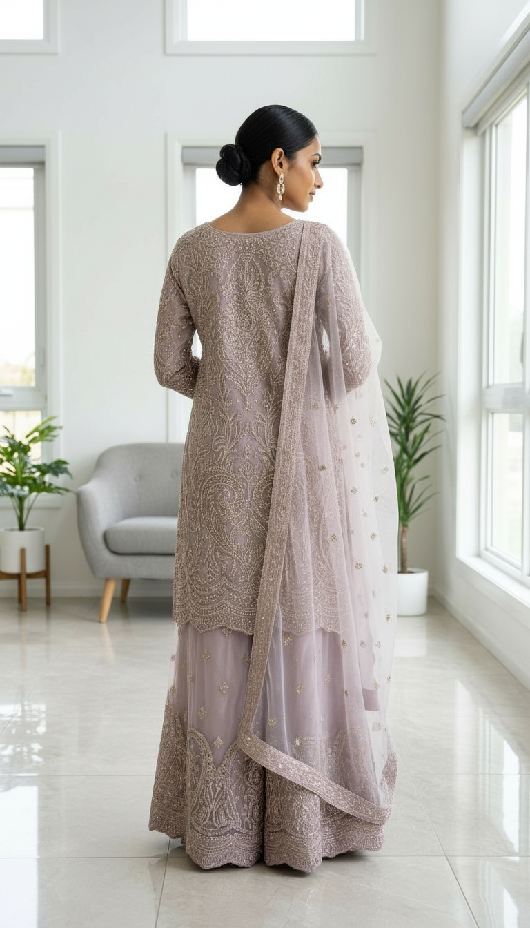Heavy Embroidered Net Work Party Wear Stitched Flapper Suit Set - 7590 B PInk L / HC002430 view 4