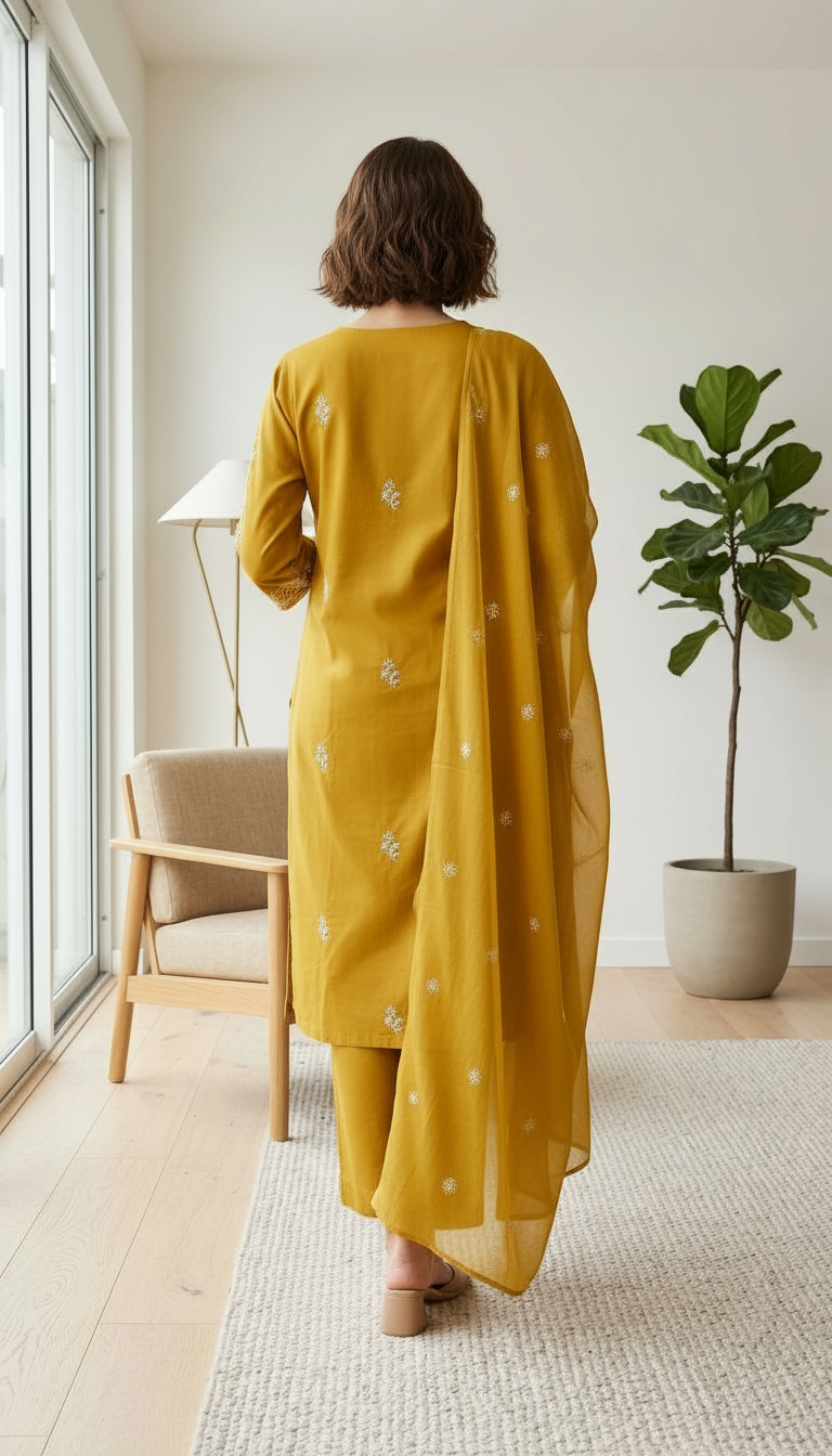 Embroidered Work Cotton Stitched Ethnic Suit Set - Masturd / SD00188 view 4