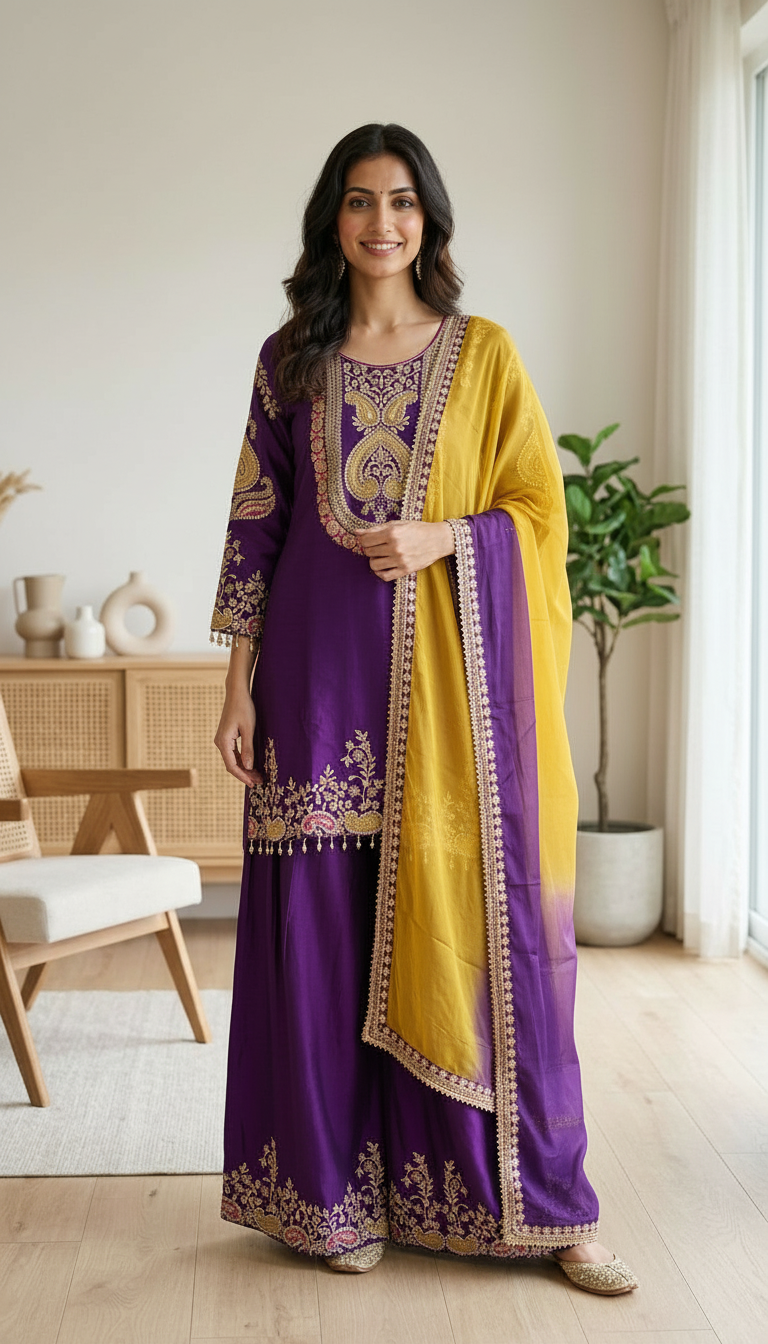 Elegant Embroidered Partywear Stitched Suit - 3312 / HC002129 view 3