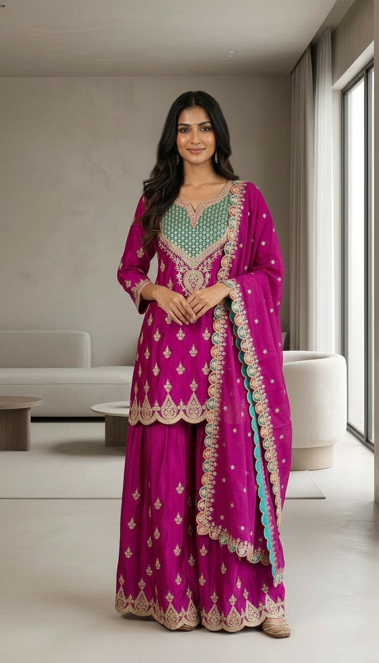 Embroidered Gulzar Premium Chinon Designer Heavy Worked Suits - 1901 / HC002128 view 3