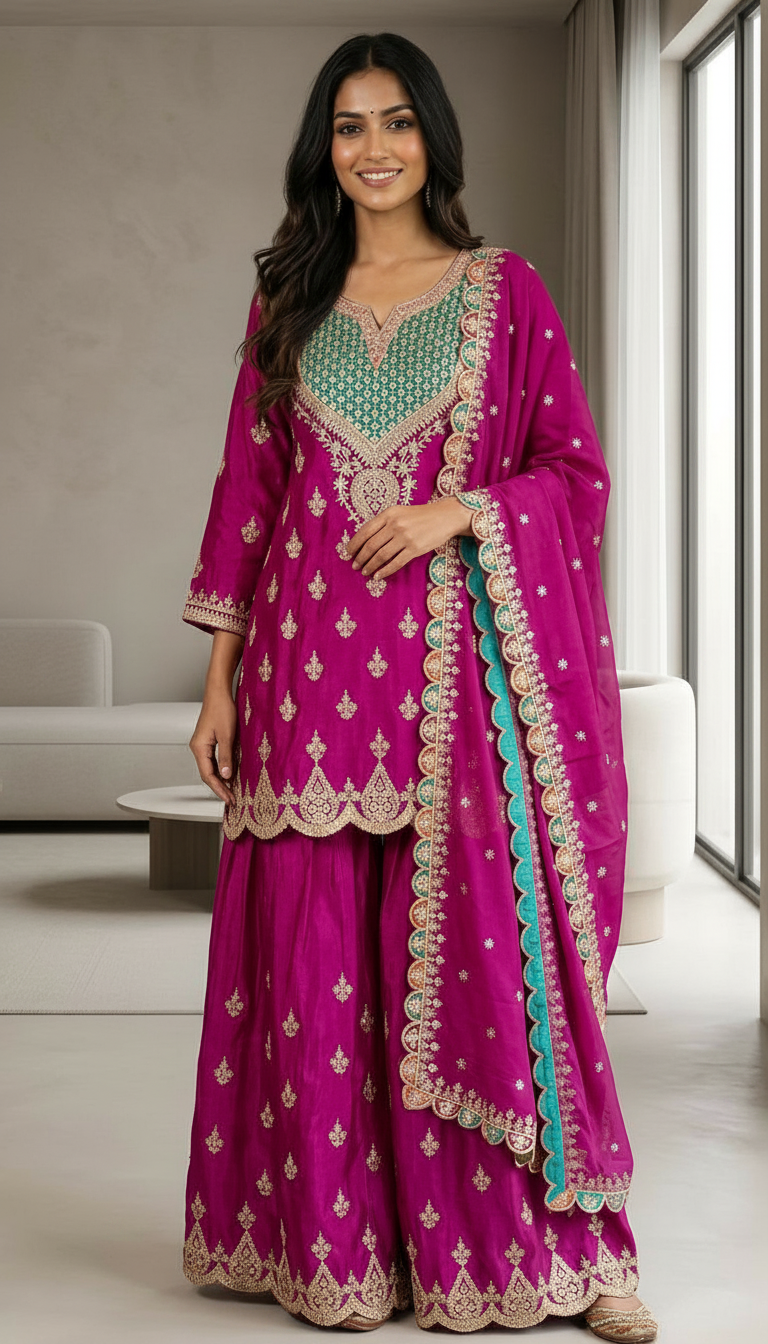 Embroidered Gulzar Premium Chinon Designer Heavy Worked Suits - 1901 / HC002128 view 5