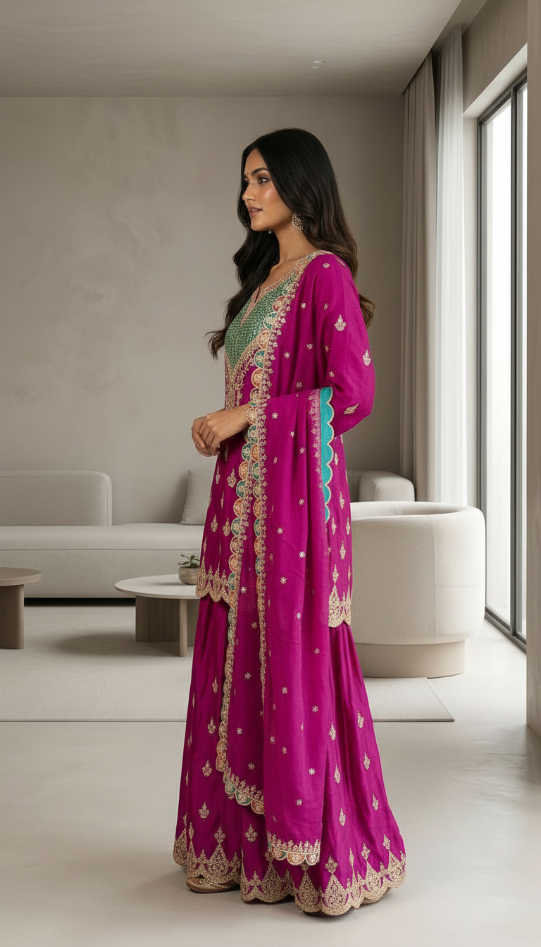Embroidered Gulzar Premium Chinon Designer Heavy Worked Suits - 1901 / HC002128 view 2