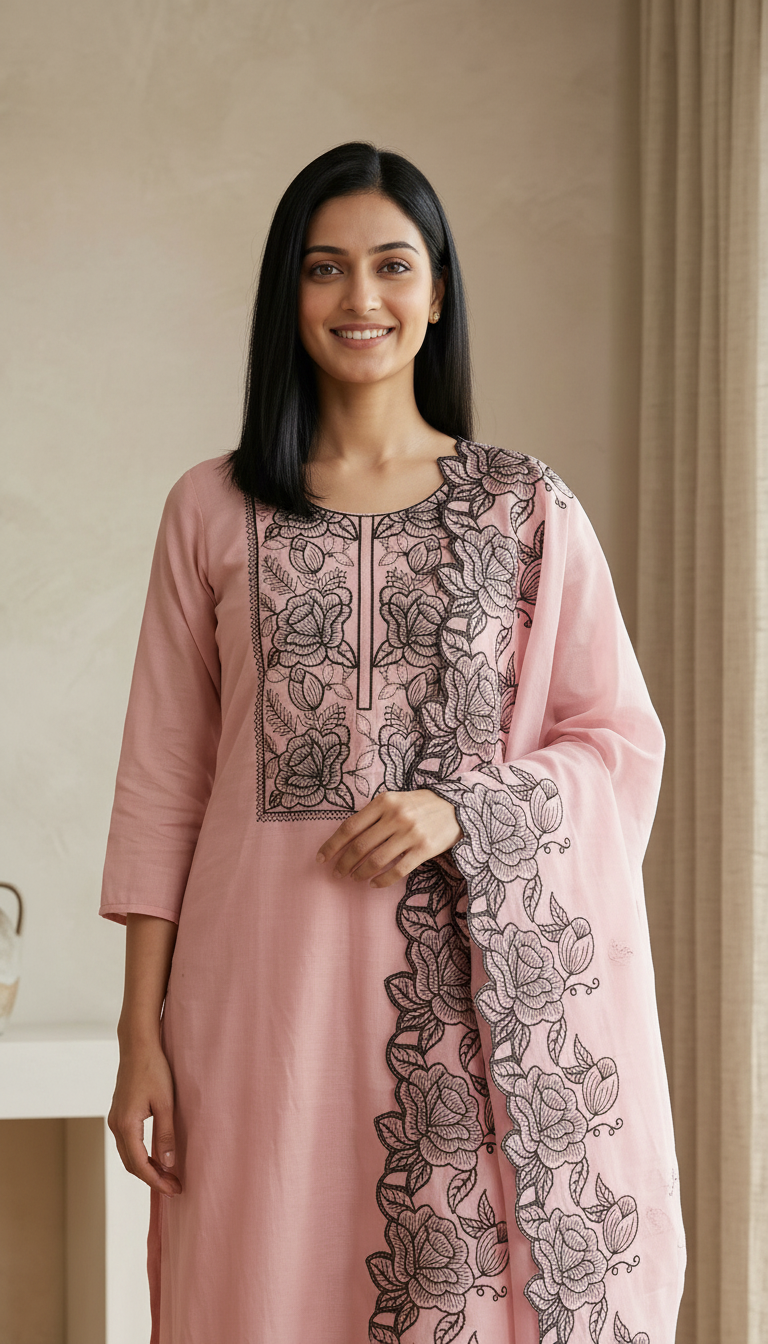 Fancy And Stylish Embroidered Dola Silk Stitched Suit - Pink  / HC002554 view 4