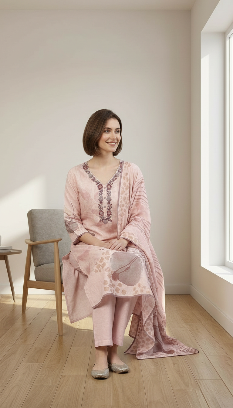 Embroidered Khadi Printed Cotton Stylish Stitched Suit 211-XL / HC002537 view 5