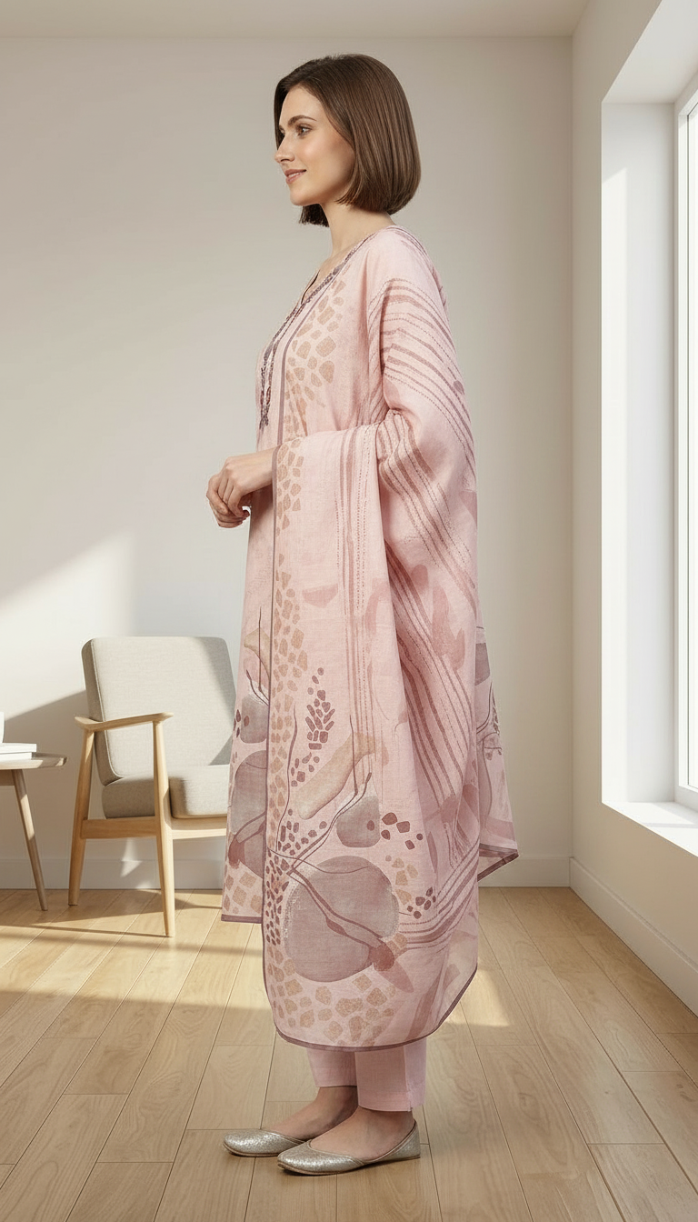 Embroidered Khadi Printed Cotton Stylish Stitched Suit 211-XL / HC002537 view 2