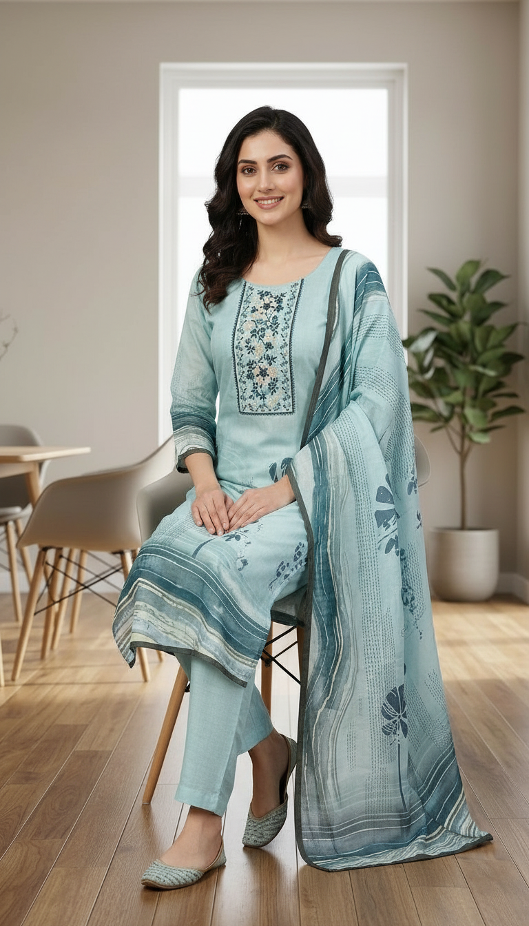 Designer Embroidered Kota Cotton Printed Stitched Suit - 222 - XXL / HC002538 view 6