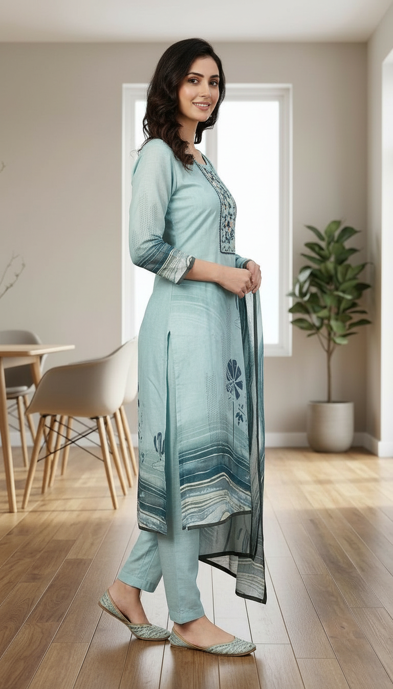 Designer Embroidered Kota Cotton Printed Stitched Suit - 222 - XXL / HC002538 view 4