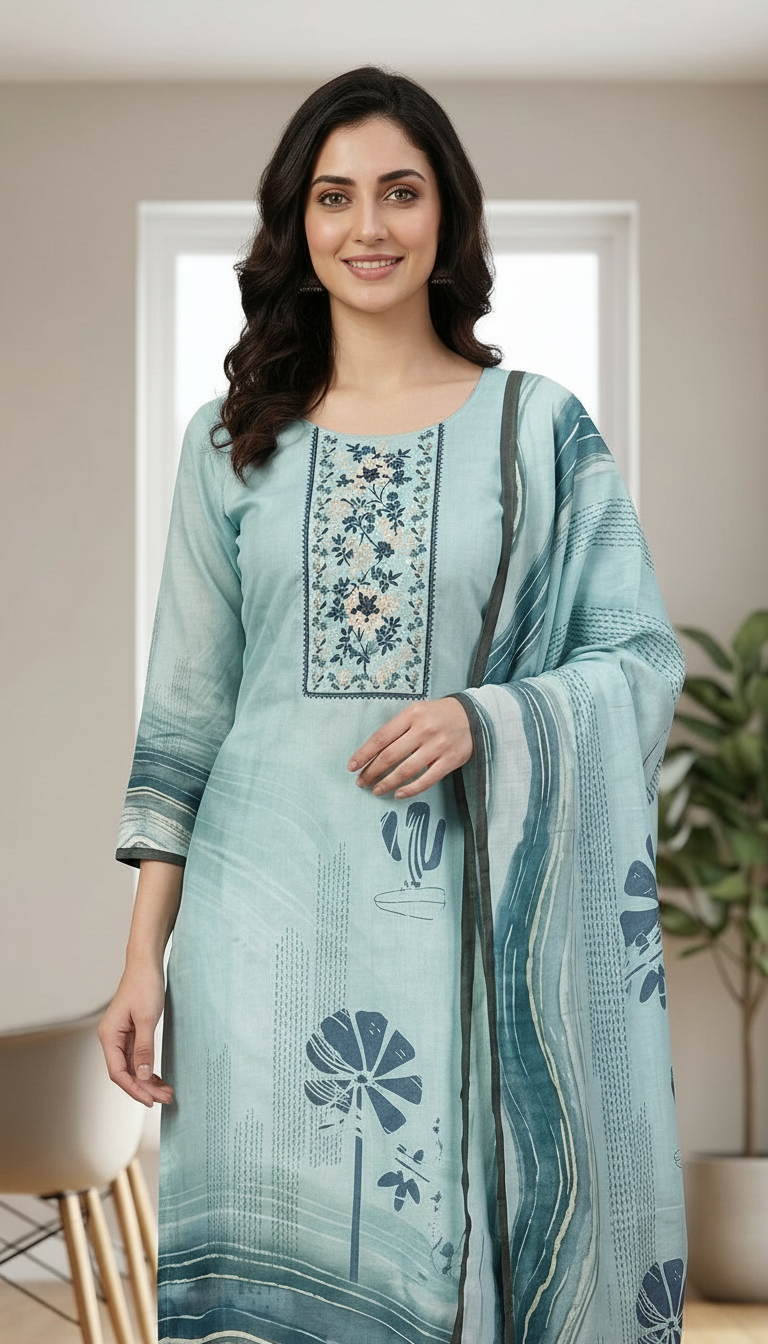 Designer Embroidered Kota Cotton Printed Stitched Suit - 222 - XXL / HC002538 view 5