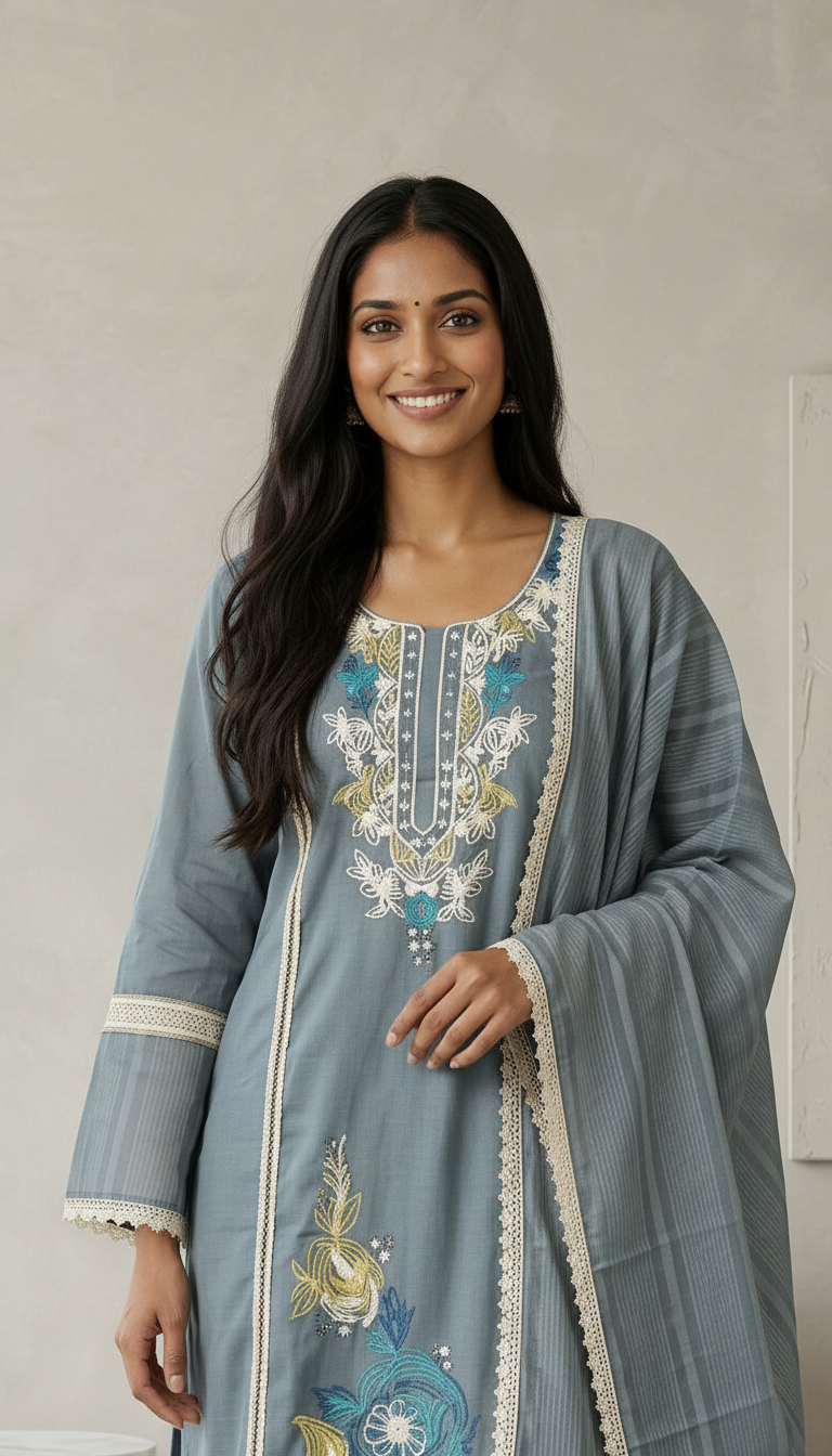 Designer Embroidered Work Mal Chanderi Stitched Suit - 114-  XXL HC002540 view 4