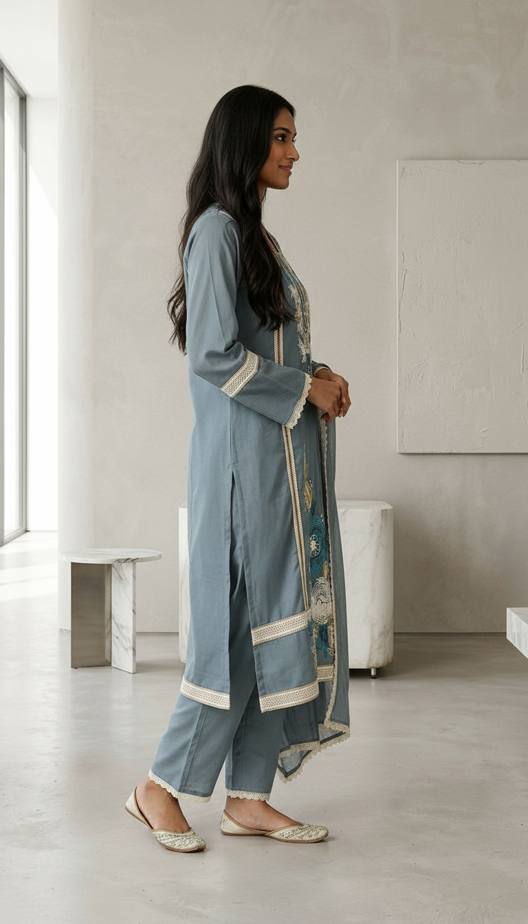 Designer Embroidered Work Mal Chanderi Stitched Suit - 114-  XXL HC002540 view 3