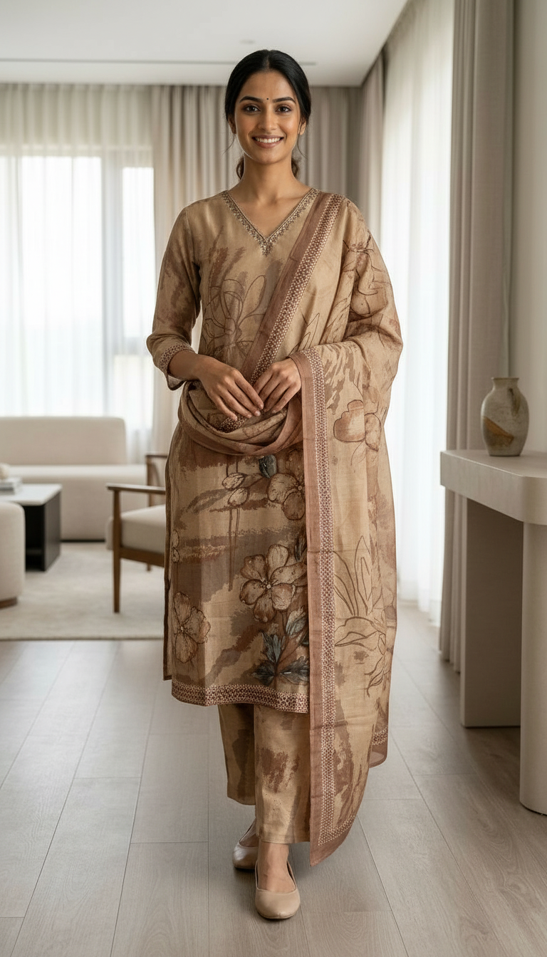 Embroidered Design Work Khadi Cotton Stitched Suit  233 - XXL / HC002542 view 3