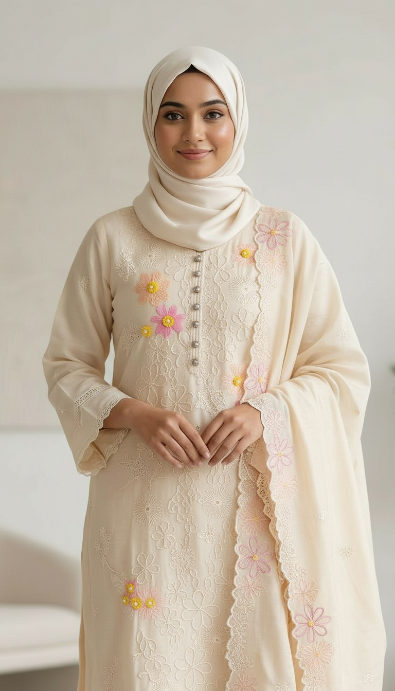 Embroidered Work Mal Chanderi Stitched Suit Set Peech - HC002541 view 4