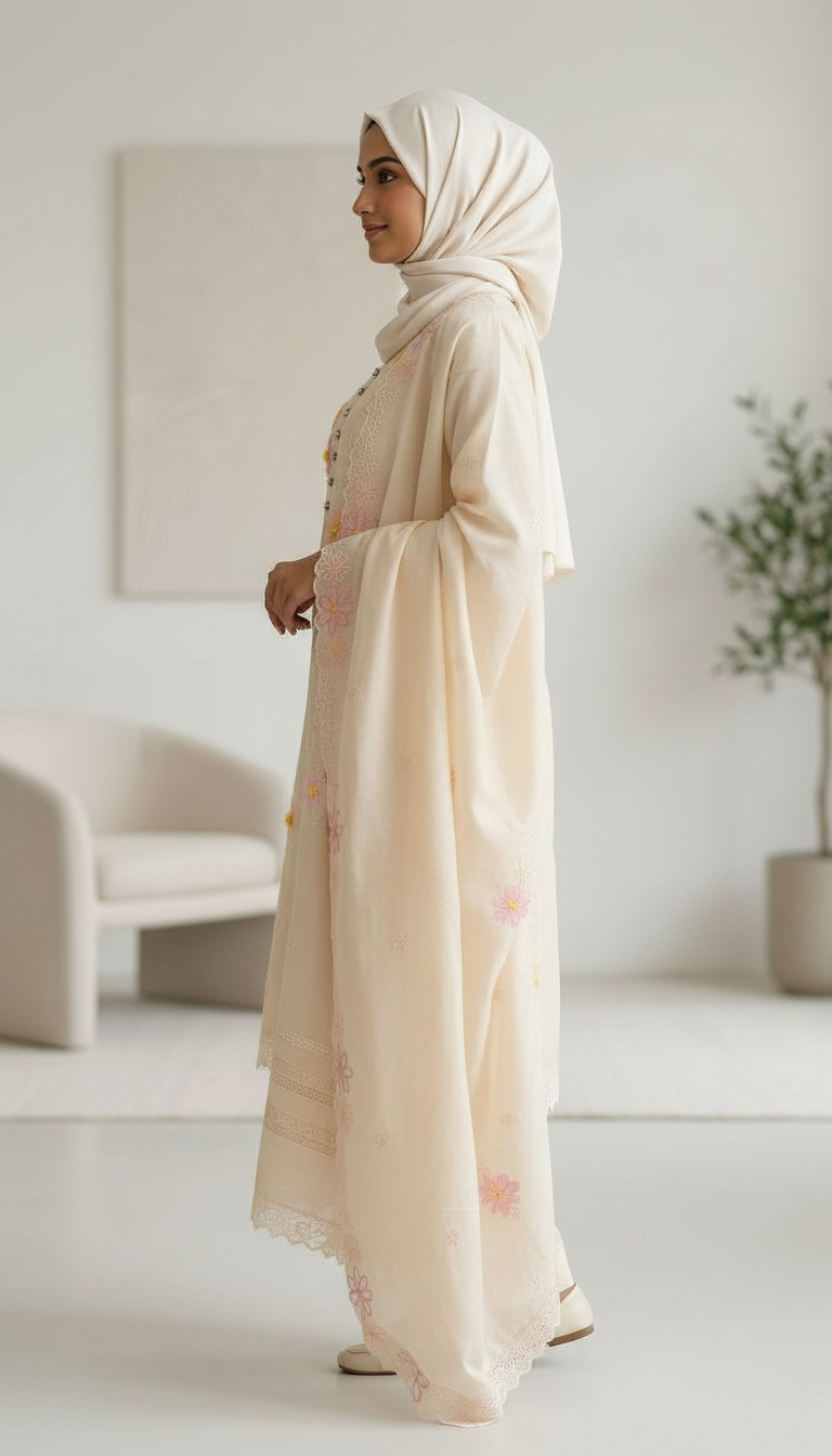 Embroidered Work Mal Chanderi Stitched Suit Set Peech - HC002541 view 2