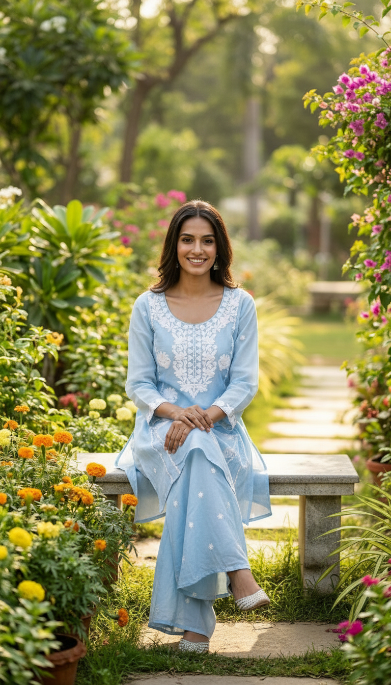 Embroidered Mal Chanderi Cotton Stylish Cord Set - Firozi  171 B / HC002558 view 5
