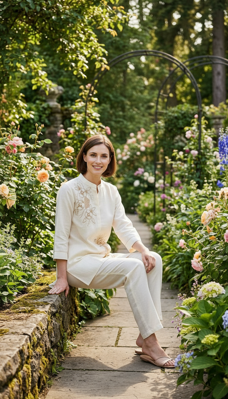 Embroidered Hand Work Cotton Silk Cord Set - Off White 153 / HC002545 view 7