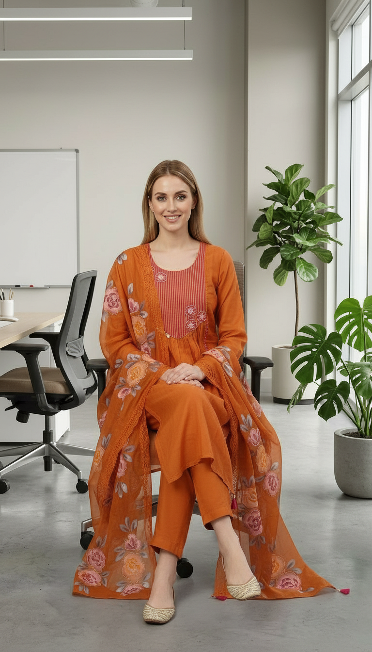 Stylish Stitched Frock Suit Set - 4283 L / HC002568 view 4