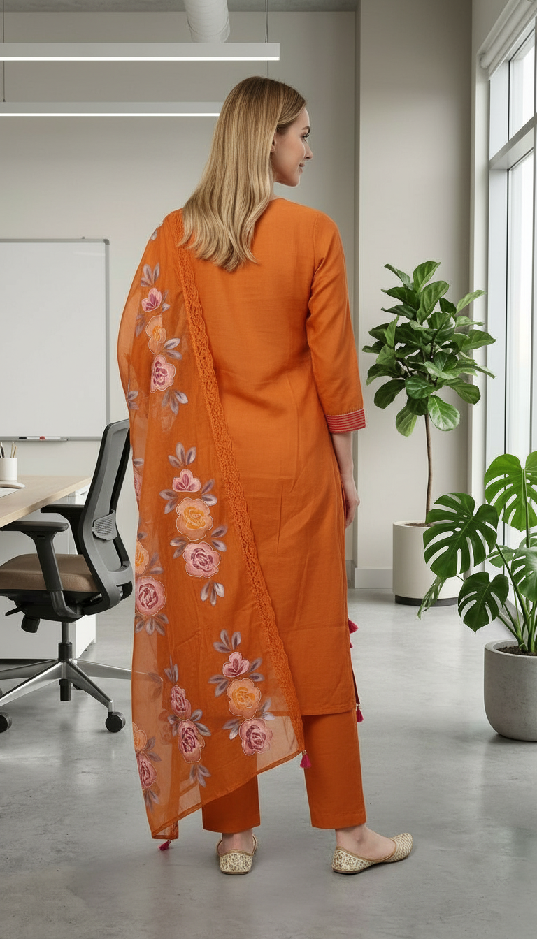 Stylish Stitched Frock Suit Set - 4283 L / HC002568 view 5