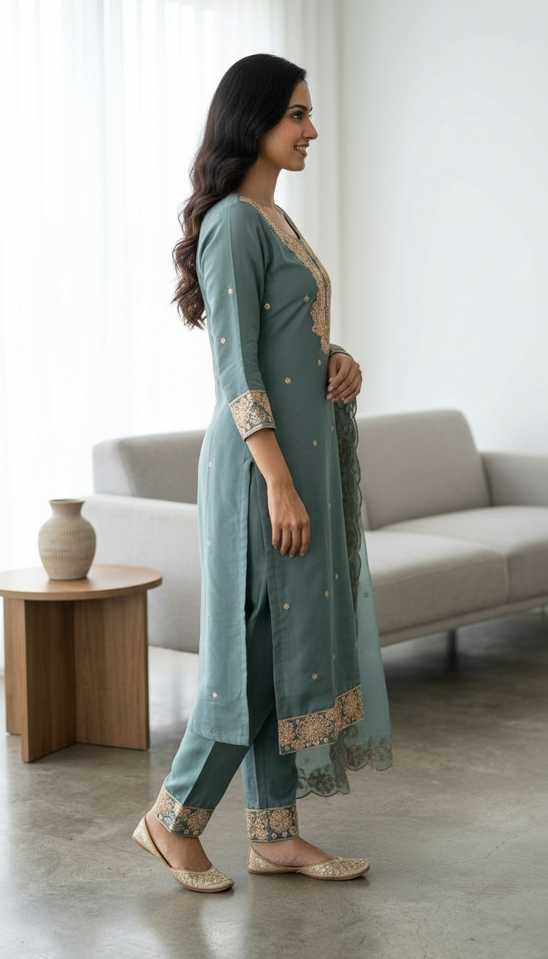 Fancy Embroidered Work Stylish Stitched Suit - A08827 / HC002561 view 3