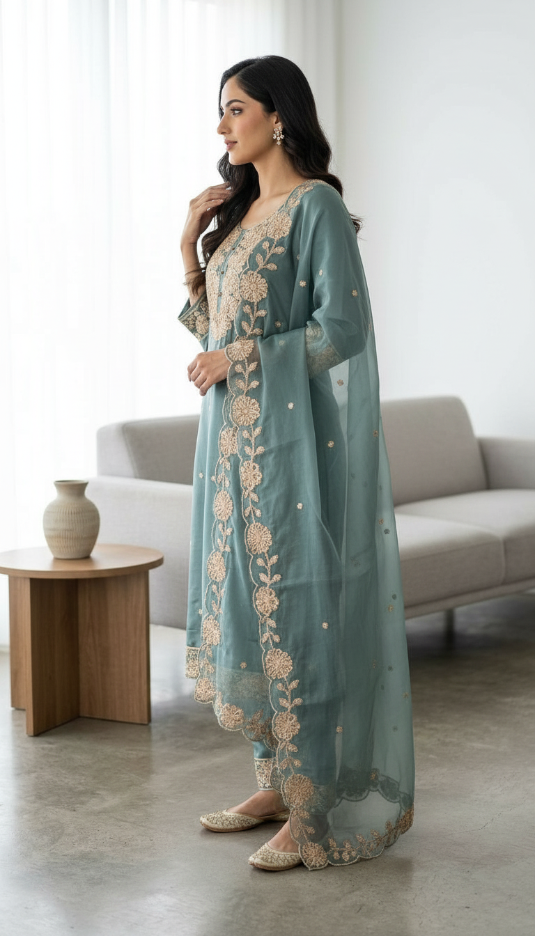 Fancy Embroidered Work Stylish Stitched Suit - A08827 / HC002561 view 2